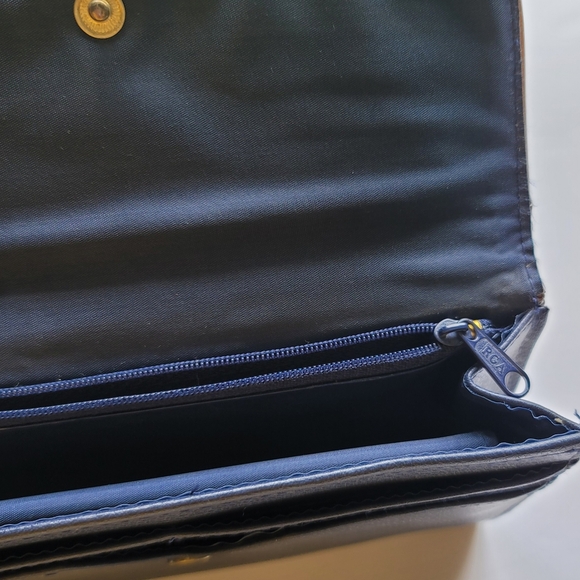 Vintage JORDACHE Blue Leather Snap Front Wallet with Removable Checkbook - Picture 4 of 6